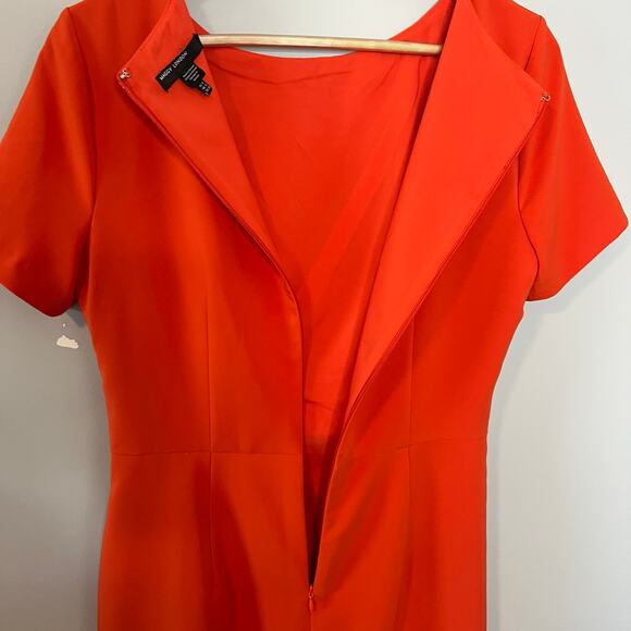 Maggy London Orange SS Side Tie Drape Sheath Dress US Size 8 - Picture 13 of 16